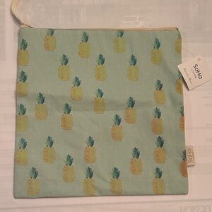 Sakura Pineapple Print Travel Bag - Green and Yellow